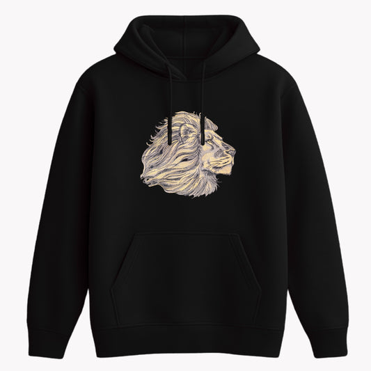 lion black embroidery hoodie