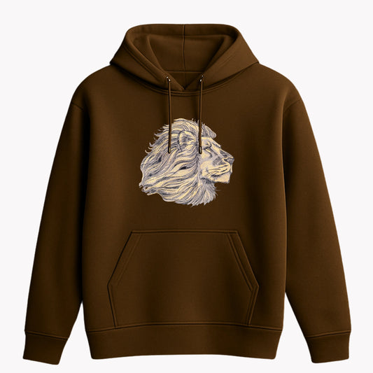 lion brown embroidery hoodie