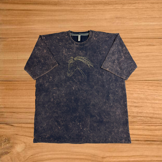 Dark brown horse acid wash T-shirt