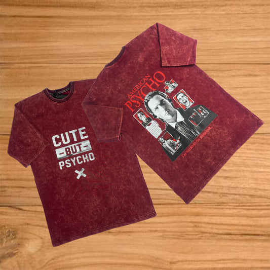 Maroon acid wash T-shirt